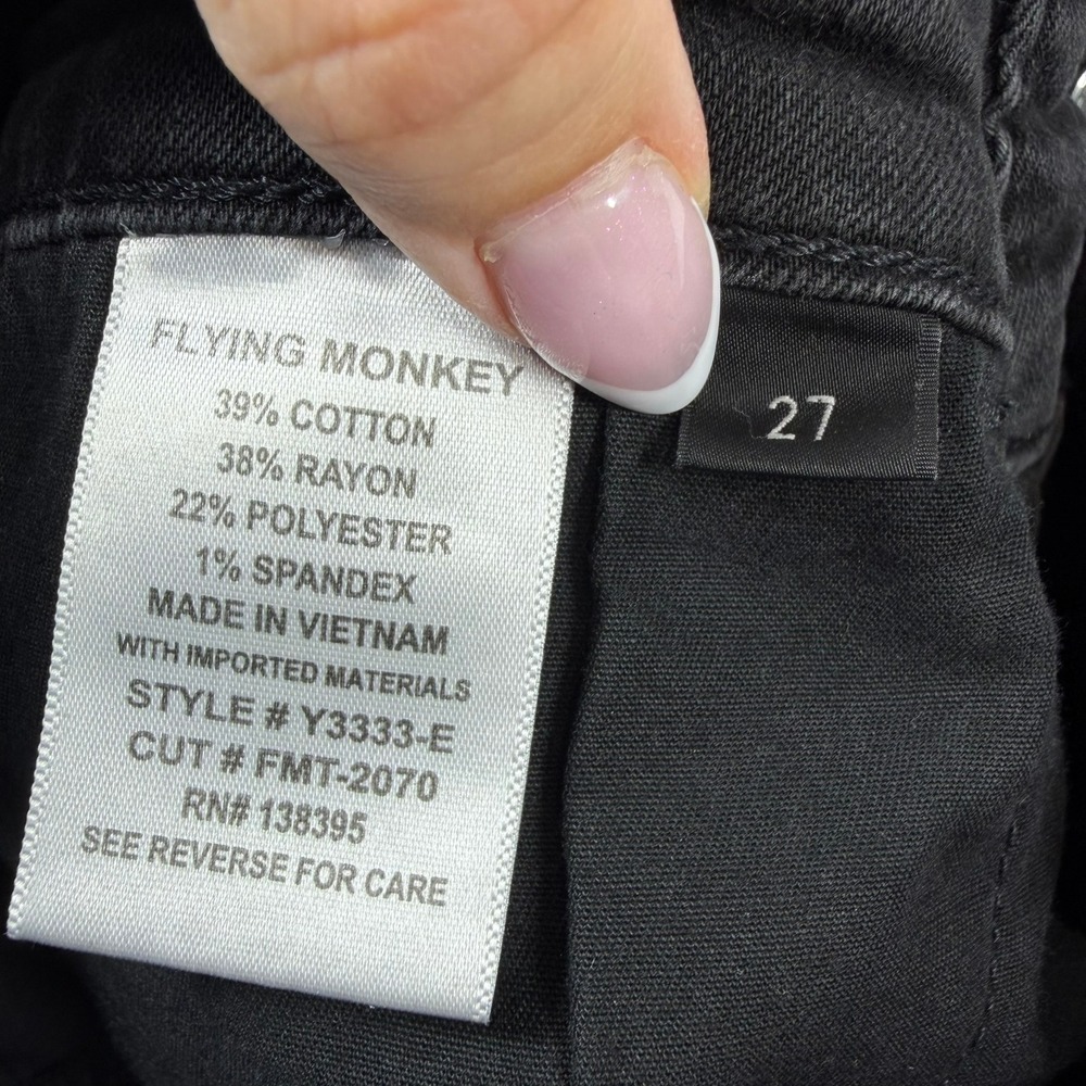 Flying Monkey Platinum High Rise Skinny Jeans Black Raw Hem Y3333-E Womens 27 - Picture 6 of 9